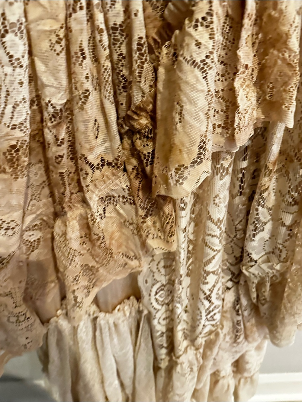 Upcycled shabby chic slip maxi dress Tiered Lace Maxi Dress Boho Festival Sz XL - Picture 11 of 13